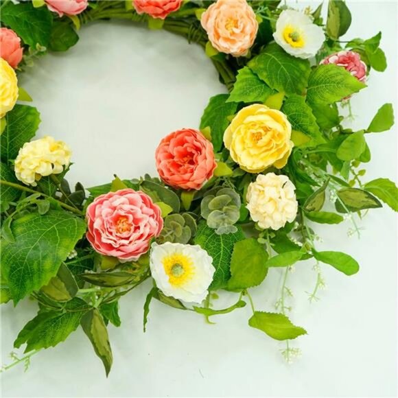 Artificial Spring Summer Wreaths for Front Door Summer Door Wreath Floral - Picture 3 of 8